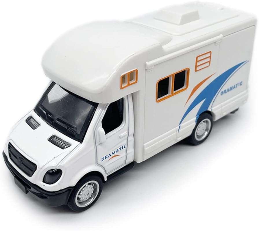 Mini Toy Camper RV Motorhome: Pull Back Diecast Model with Furniture &