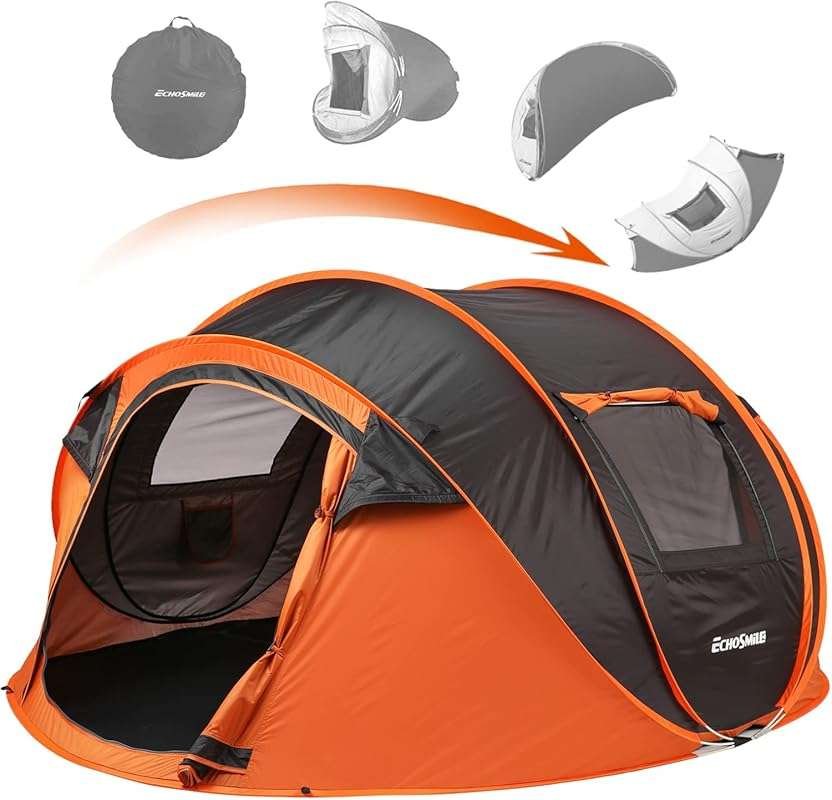 EchoSmile Instant Pop Up Camping Tent - Easy Setup 2/4/6 Person Water 