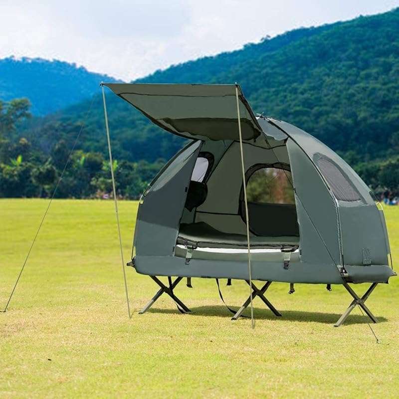 Moccha Folding Camping Tent Cot with Sleeping Bag and Air Mattress