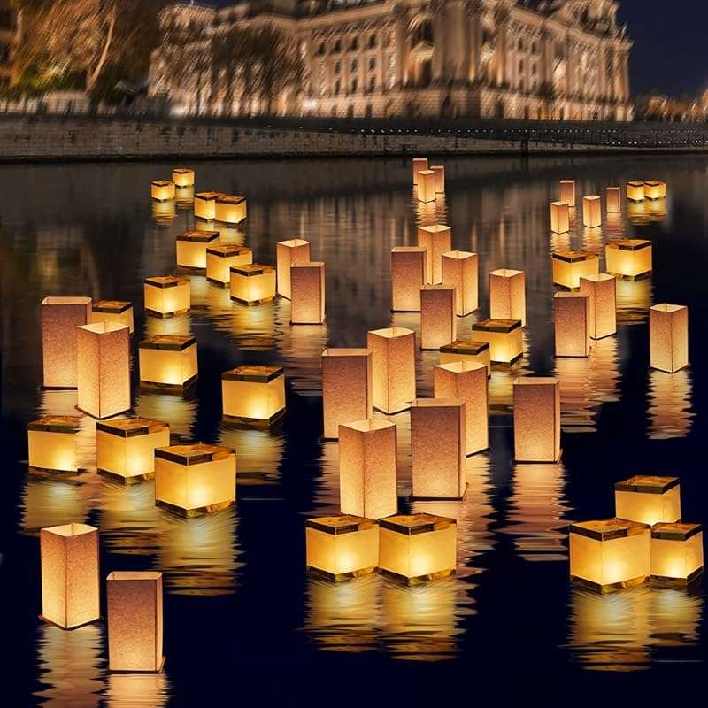 12Pack Waterproof Square Rectangle Floating Lanterns Sets for Pool, Ri