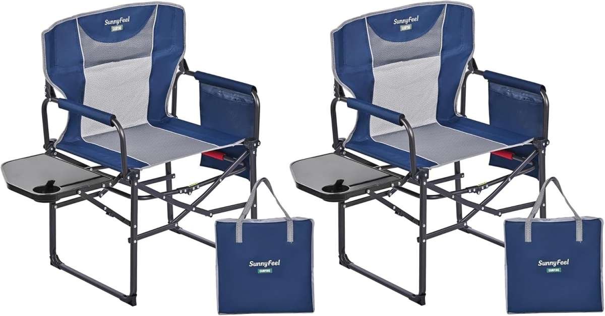 SUNNYFEEL Oversized Camping Director Chair with Side Table, Heavy Duty