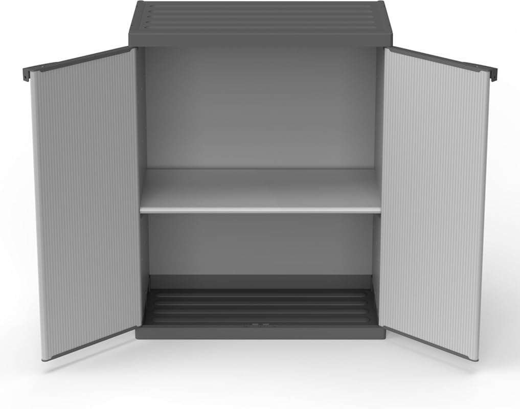 W2015 PVC PP Resin Cabinet 2 Doors 1 Shelf Modular Durable Indoor Outd