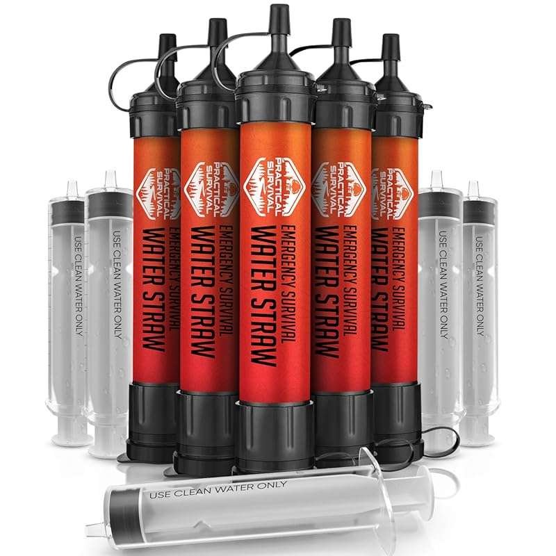 Sawyer 5-Pack Emergency Water Straws: Reusable 1800-Gallon Filters for Survival