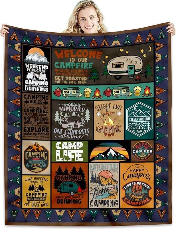 Super Soft Flannel Fleece Camping Blanket for Men & Women
