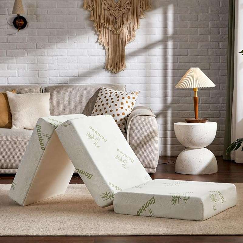 SINWEEK 4-Inch Memory Foam Folding Trifold Mattress Topper, CertiPUR-U