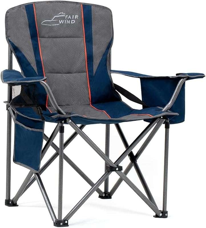 FAIR WIND Oversized 450 LBS Padded Camping Chair, Lumbar Support, Cool