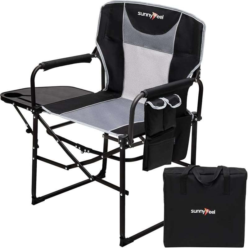 SUNNYFEEL Oversized Camping Directors Chair: Heavy Duty, Portable Fold
