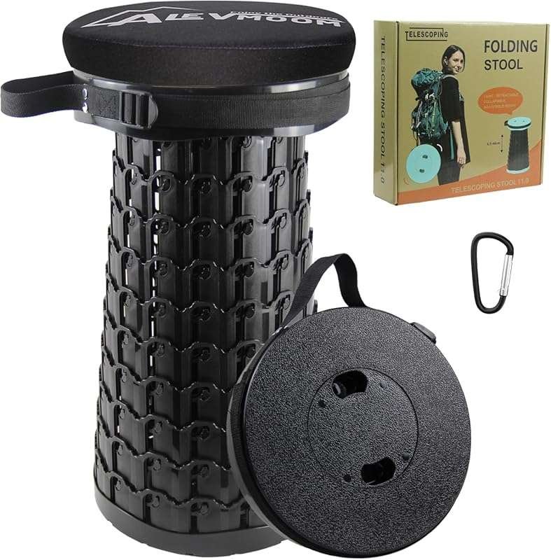 ALEVMOOM Upgraded Collapsible Stool with Cushion: Adjustable Height, 6