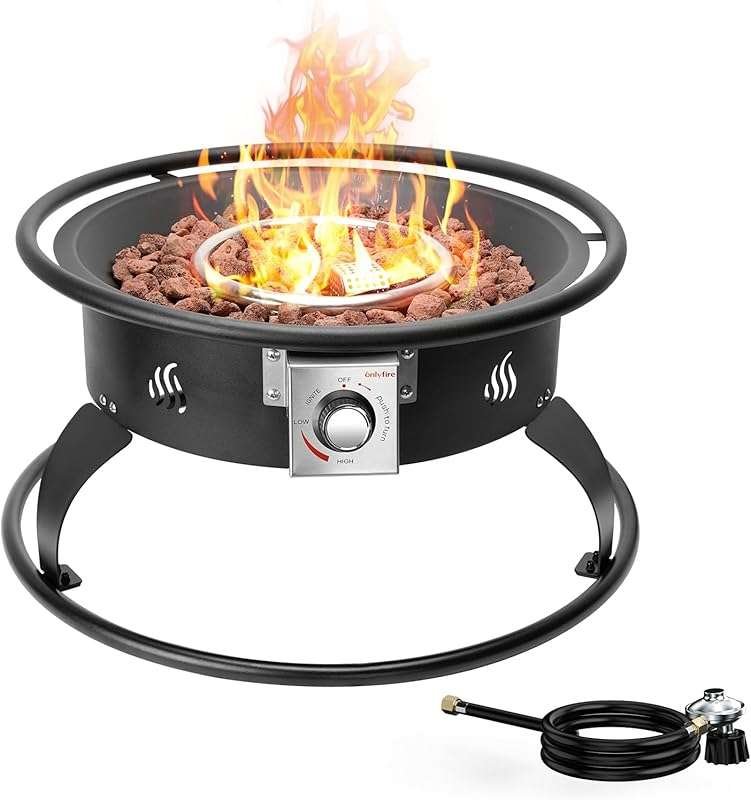 ONLYFIRE 22-inch Portable Smokeless Propane Gas Fire Pit with 12ft Hos