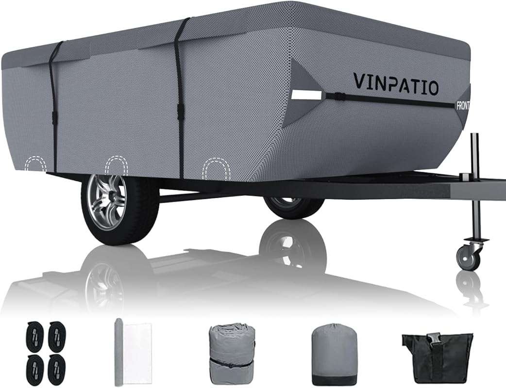 VINPATIO Pop Up Camper Cover, Folding Camper Tent Trailer Cover Fits 1