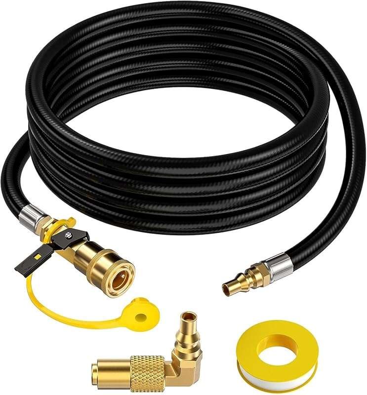 12FT RV Quick Connect Propane Hose with Elbow Adapter for Grills and B