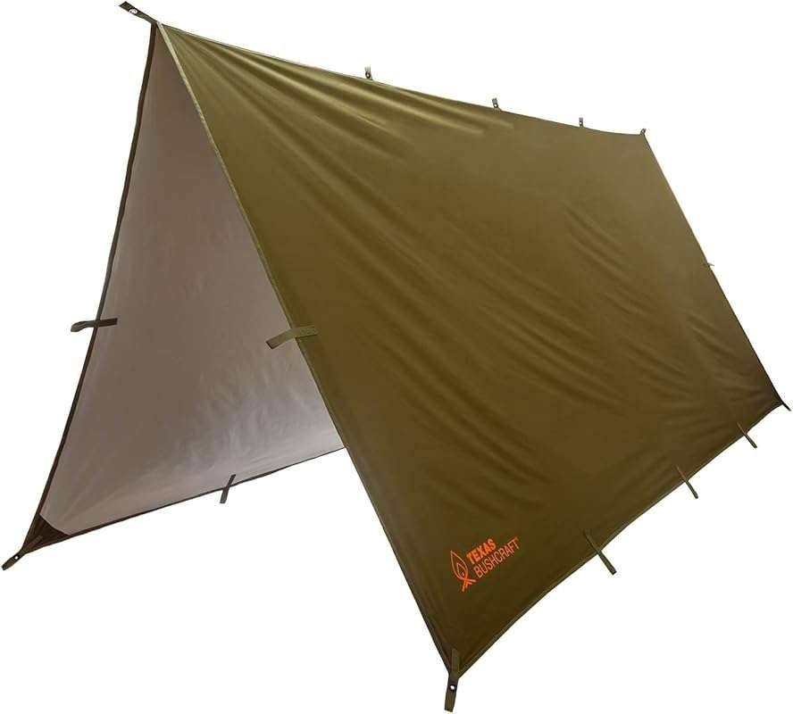 Texas Bushcraft 10x10 Emergency Camping Tarp: Waterproof Ripstop Nylon