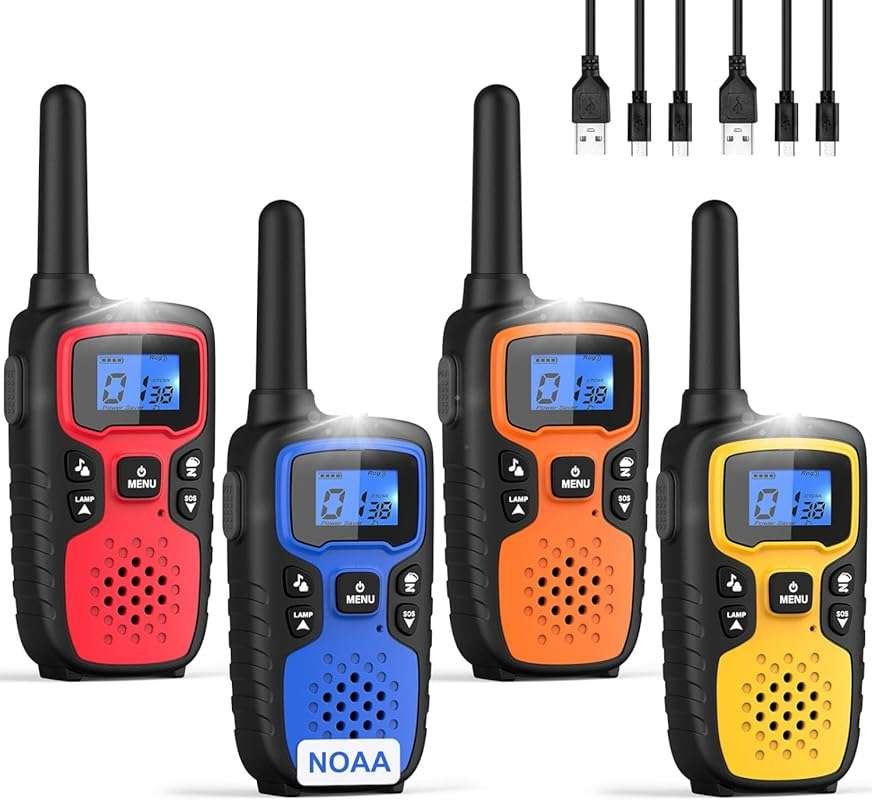 Wishouse 4 Pack Rechargeable Long Range Walkie Talkies for Adults & Ki
