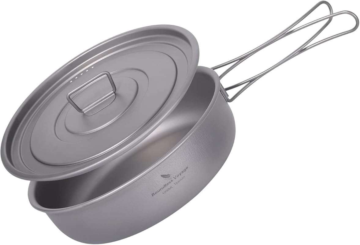 Boundless Voyage Titanium Frying Pan with Lid & Folding Handles for Ul