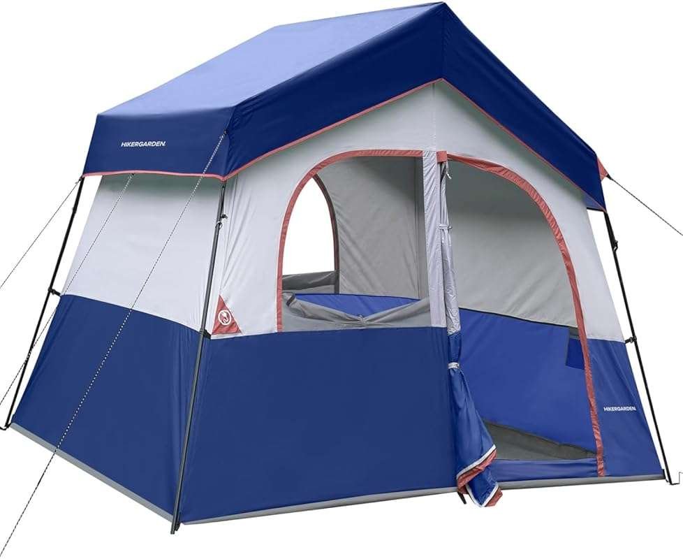 HIKERGARDEN 6-8 Person Camping Tent: Portable Windproof Family Cabin f