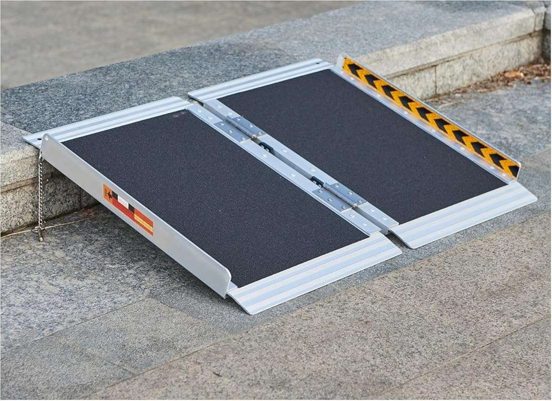 FACHNUO 2ft Portable Aluminum Wheelchair Ramp, Non-Skid Folding Ramp w