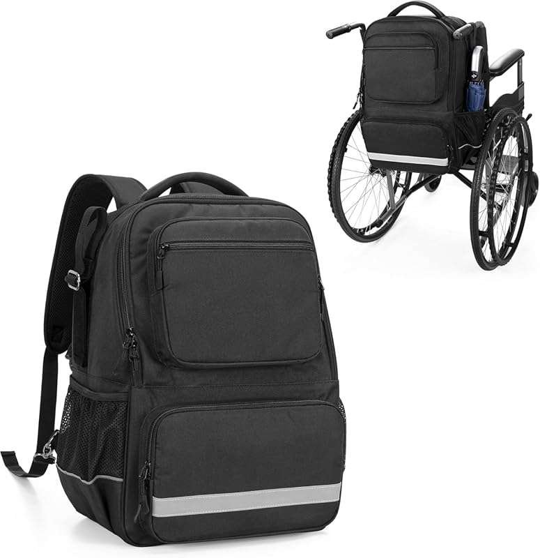 Samdew Wheelchair Backpack with Thermal Pocket: Large Back of Chair St