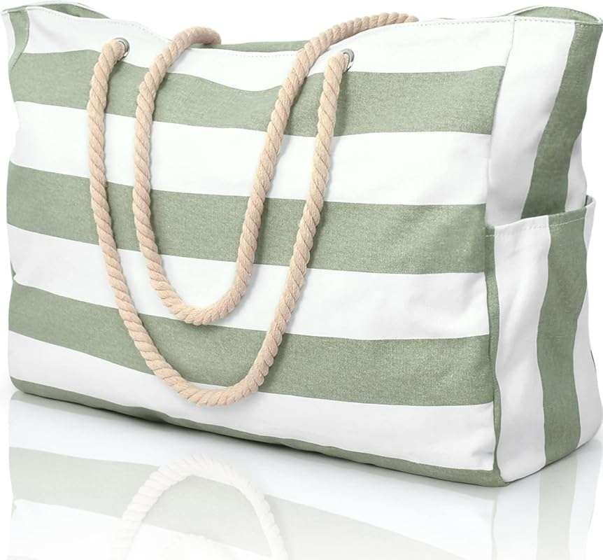 Becokan Large Waterproof Beach Tote Bag for Women with Zipper, Sandpro