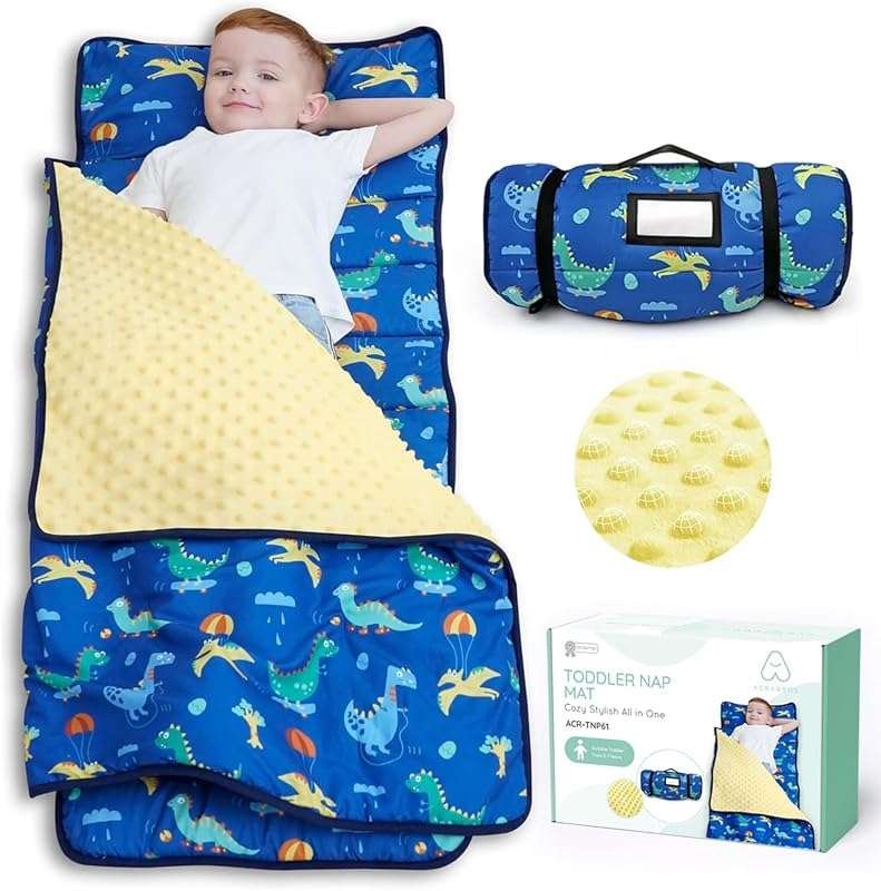 ACRABROS Toddler Nap Mat with Pillow and Blanket for Daycare and Trave