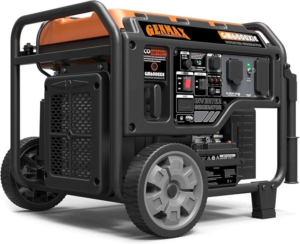GENMAX 6000W Portable Inverter Generator: Electric Start, High-Speed E