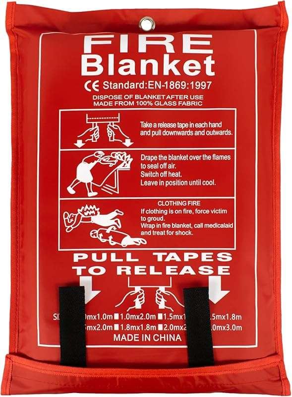 FLASLD Large 6x8 ft Fiberglass Fire Blanket for Home, Kitchen & Weldin