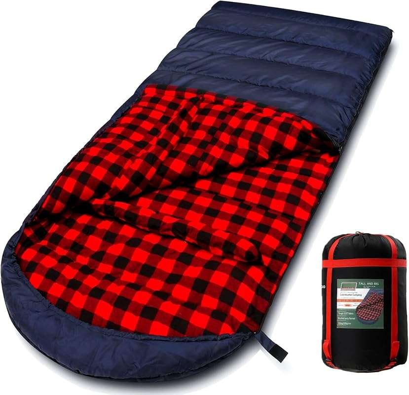 Cotton Flannel Sleeping Bag for Cold Weather Camping, 0 Degree Warm Sl