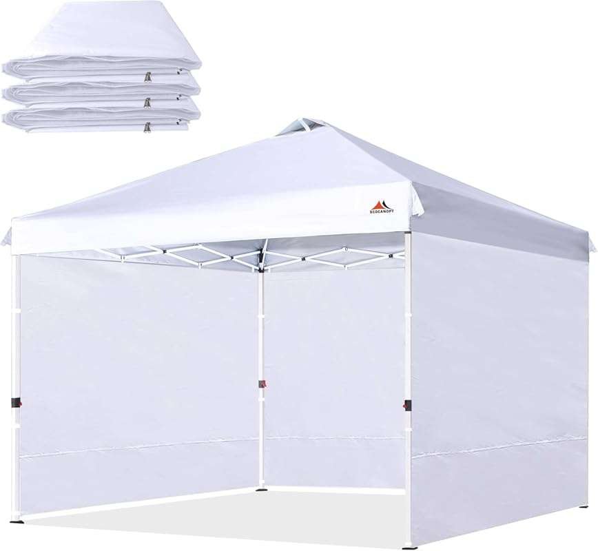 SCOCANOPY White 10x10 SunWall for Pop up Canopy Gazebo, Removable Zipp