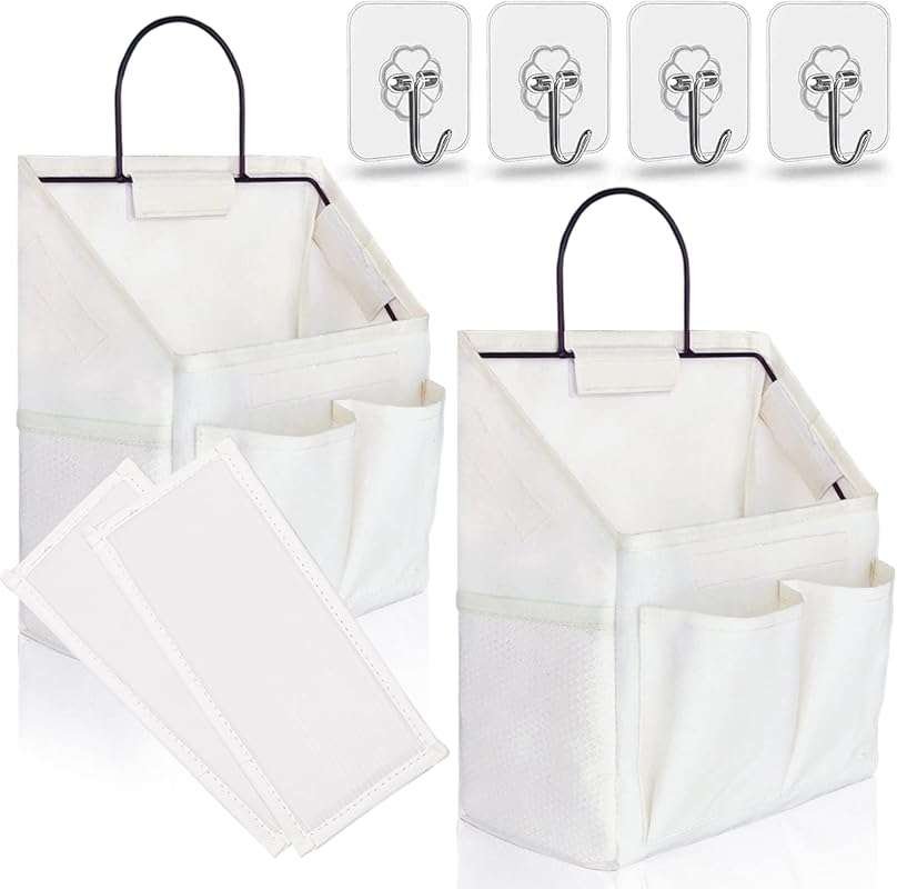 Linen Fabric Wall Hanging Organizer Bag with Waterproof Pockets for RV