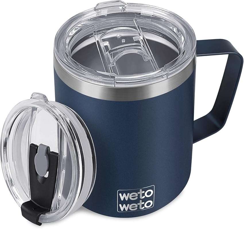WETOWETO 14oz Vacuum Insulated Stainless Steel Coffee Mug with Lid for