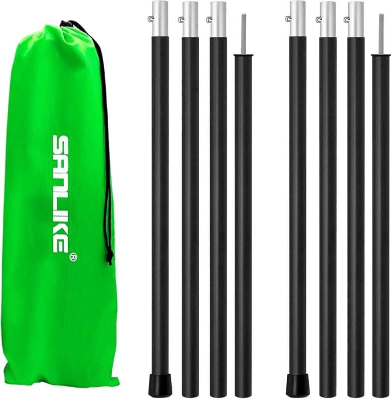SAN LIKE Aluminum Tent Poles for Tarp Camping: 60-inch, 2 Sets (4 Sect