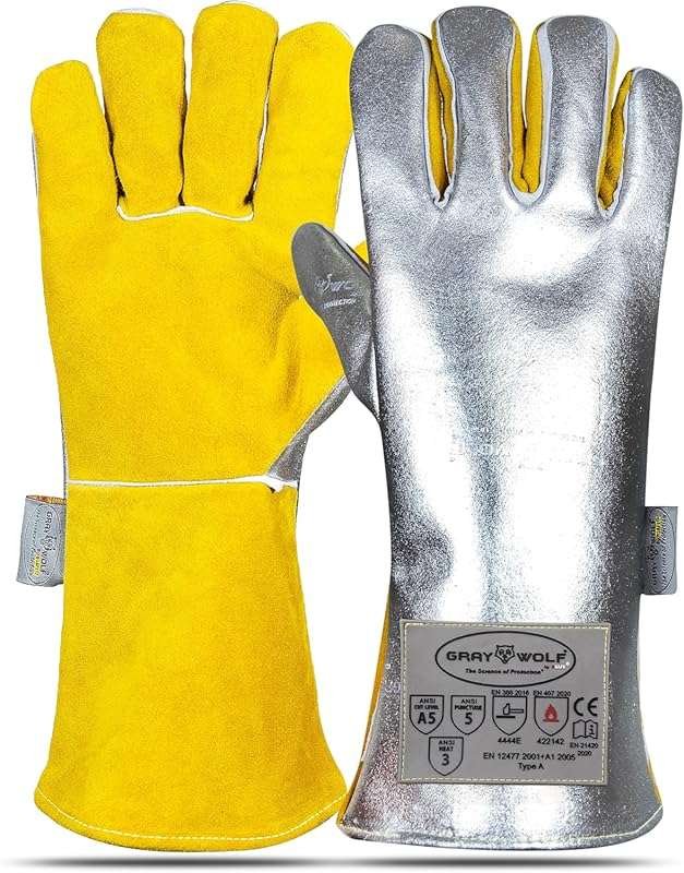 SpecxArmor Graywolf Kevlar Aluminized Heat Resistant Welding Gloves fo