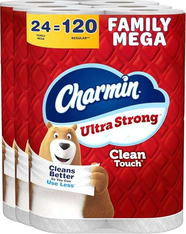 Charmin Ultra Strong Clean Touch Toilet Paper: 24 Family Mega Rolls fo