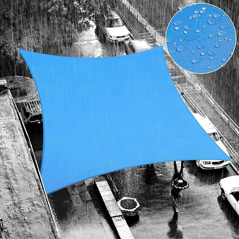 ShadeMart 9.5'x9.5' Blue Waterproof Square Sun Shade Sail: 95% UV Resi