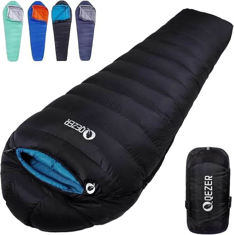 Down Sleeping Bag for Adults for Cold Weather Camping, 0°F to 20°F wit