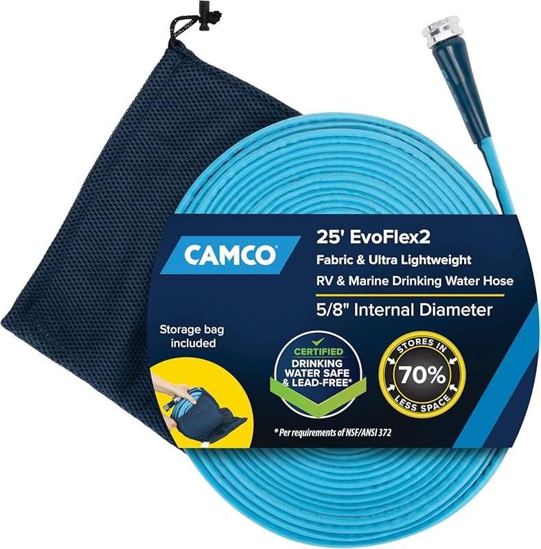 Camco EvoFlex2 25-ft RV Drinking Water Hose: Reinforced, Lightweight,