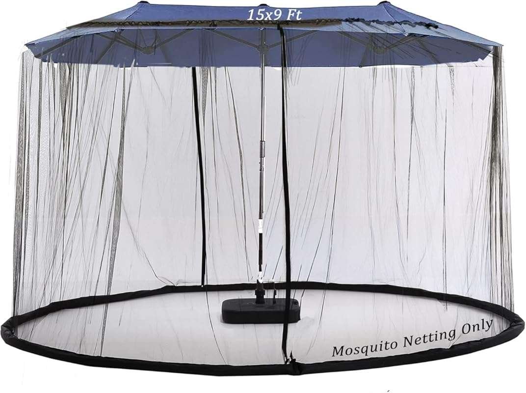 15FT Double-Sided Patio Umbrella Mosquito Netting Canopy in Black for 
