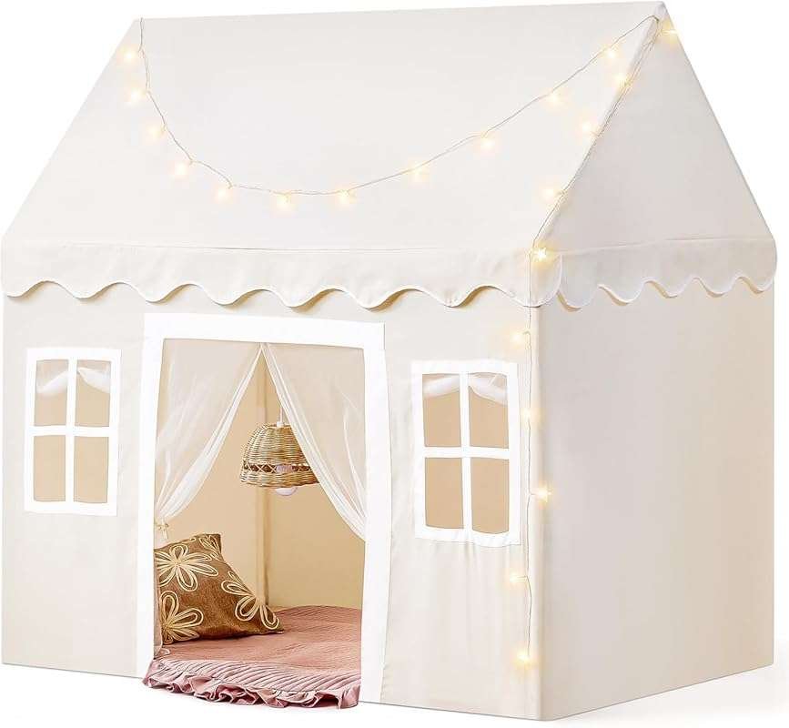 Tiny Land Padded Kids Play Tent with LED Lights - Indoor Playhouse for