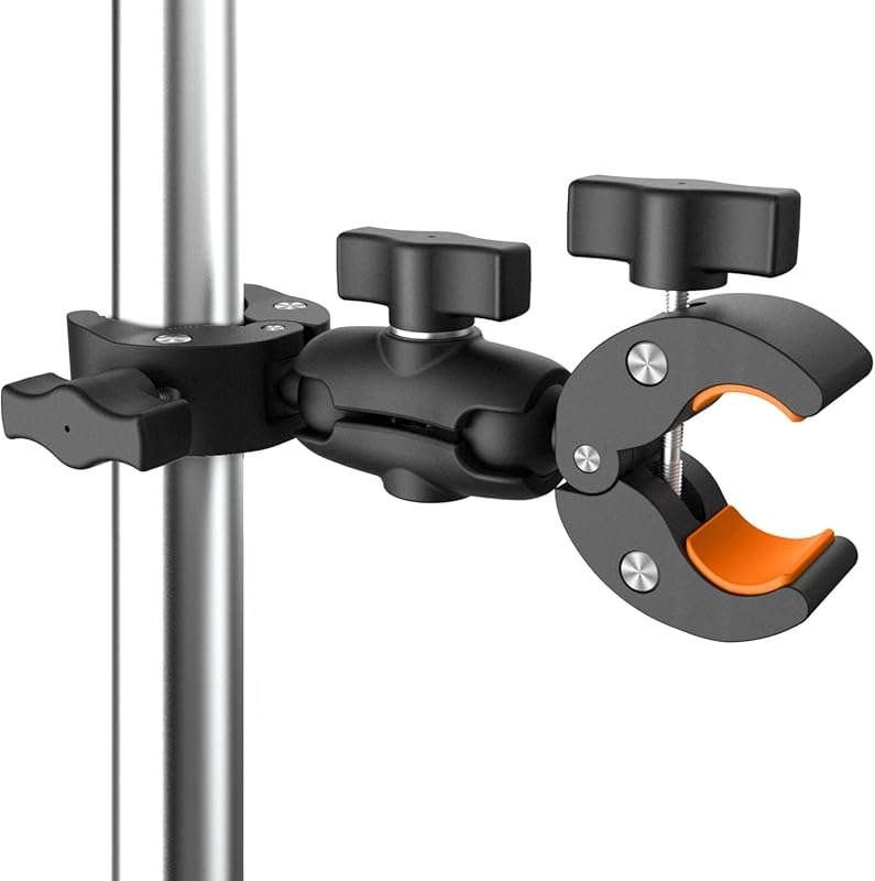 Super Double Clamp Mount with Magic Arm Ball Head for Umbrellas, Poles