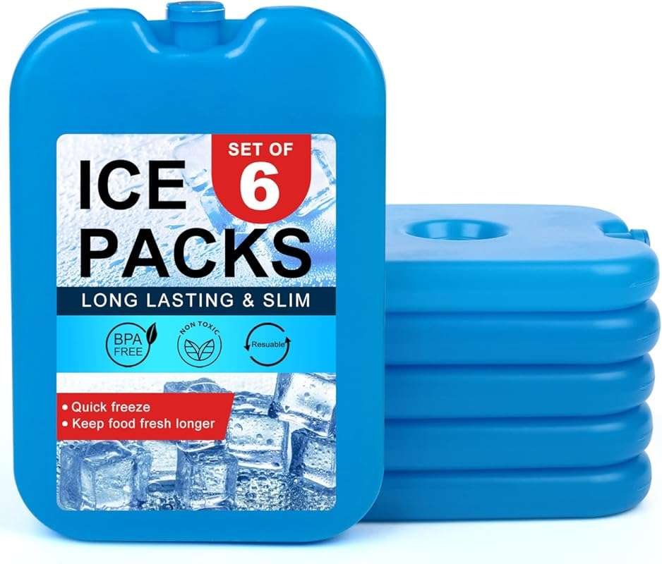 LotFancy Ice Packs for Cooler and Lunch Box, Reusable Freezer Packs fo