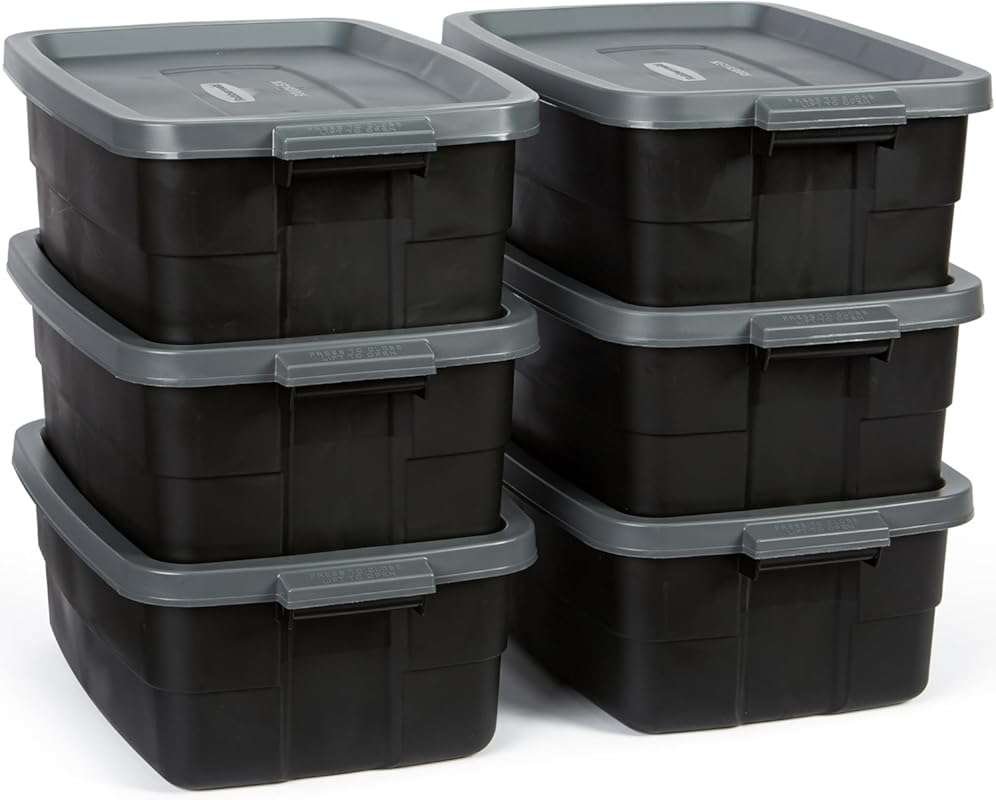 Rubbermaid 6-Pack 10 GAL Heavy Duty Storage Totes with Lids - Stackabl