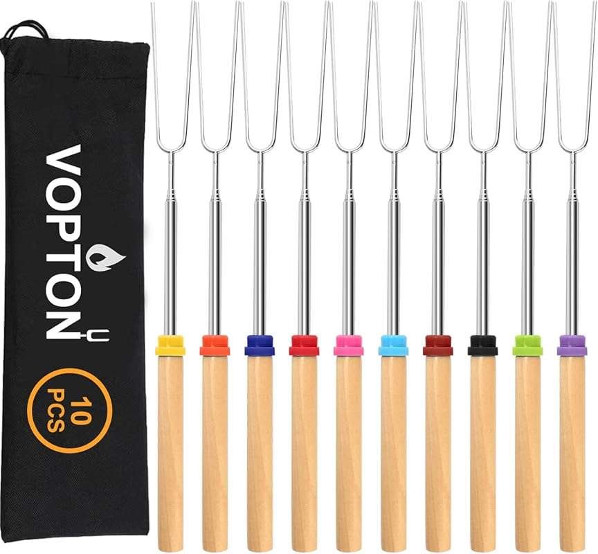 VOPTON 10-Pack 32-Inch Telescoping Marshmallow Roasting Sticks, Premiu