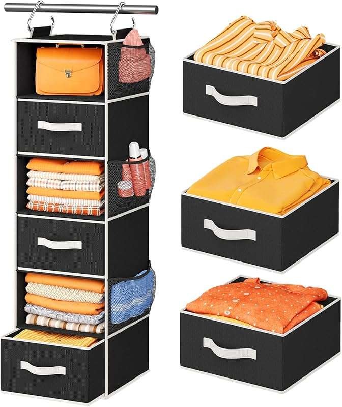 Pipishell Hanging Closet Organizer 6-Shelf, Hanging Shelves for Closet