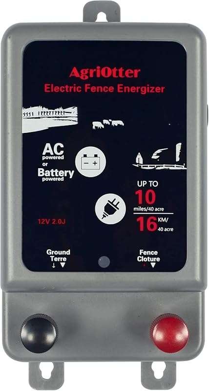 40 Acre Electric Fence Energizer - 10 Mile 2-in-1 Battery/AC Powered 1