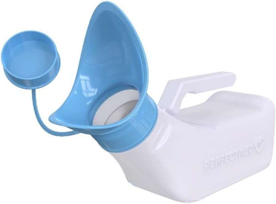 Spill-Proof 32 oz Female Urinal - Portable Pee Funnel & Bed Pan for Ca