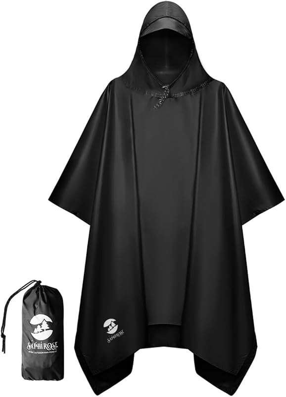 SaphiRose Hooded Waterproof Rain Poncho Raincoat Jacket for Men Women