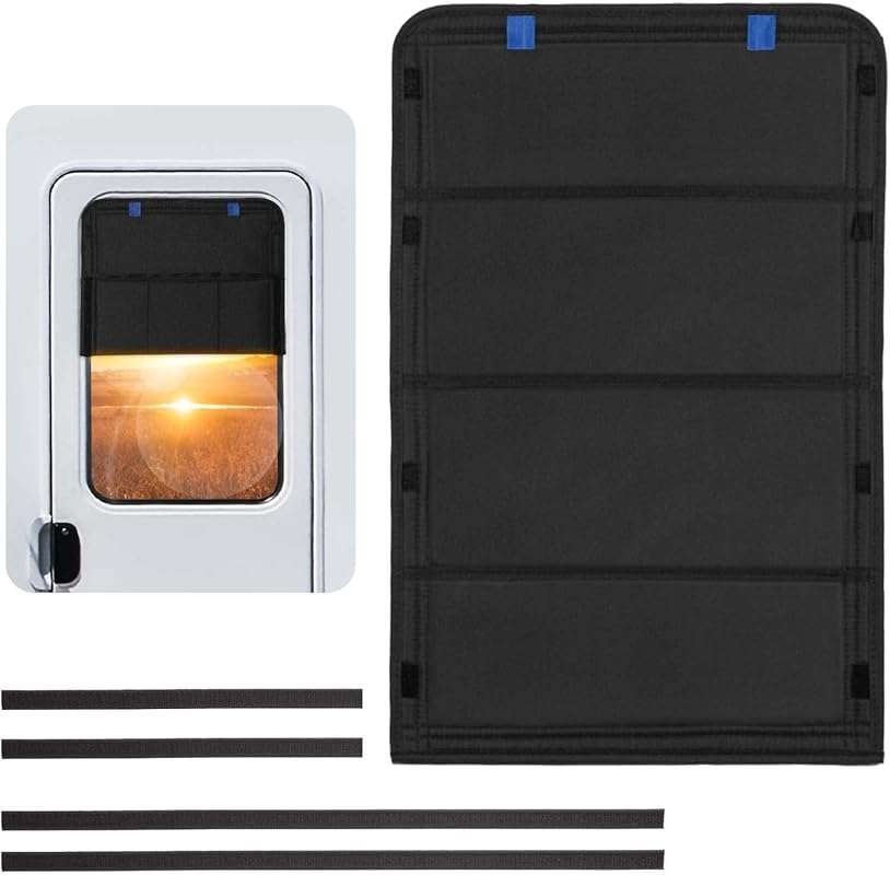 Foldable RV Door Window Shade - New Model Blackout Cover for UV Protec