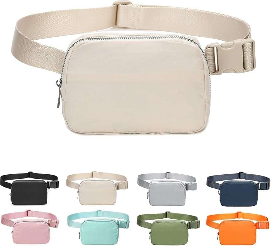Beige Fanny Belt Bag Waist Pack for Women, Crossbody Bum Bag for Runni