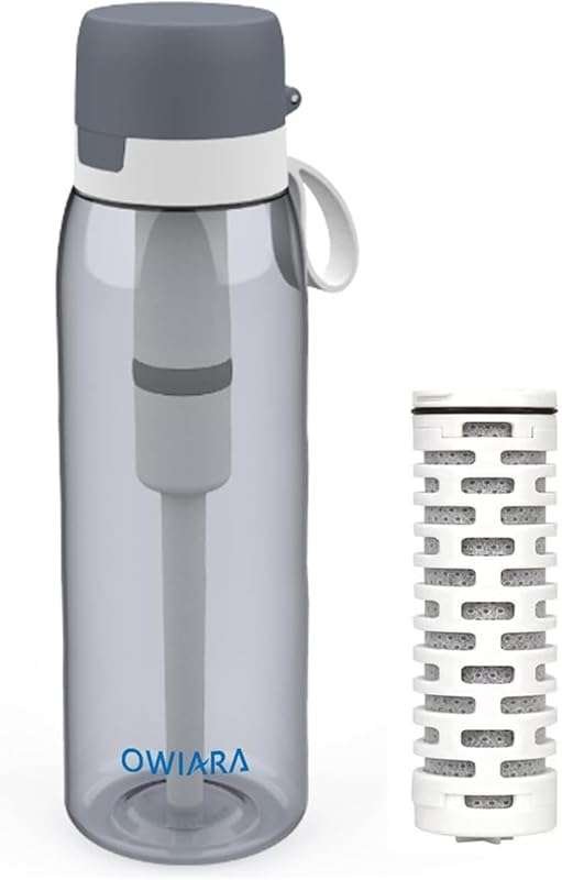 26 oz Water Bottle with 3-Stage Filter: Perfect for Outdoor Travel, Ca