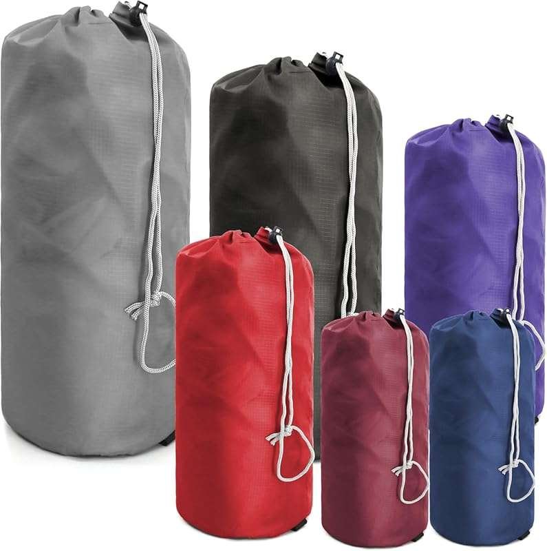 BeeGreen 6-Pack Stuff Sacks with Dust Flap: Bulk Ditty Bags for Campin