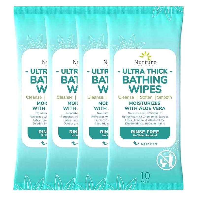 Nurture XL Ultra Thick Body Wipes, No Rinse Aloe Waterless Shower for 